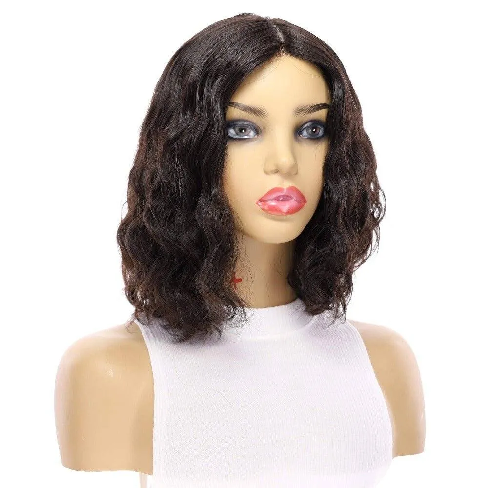 13" Victoria Silk Top Wig Natural Black Wavy