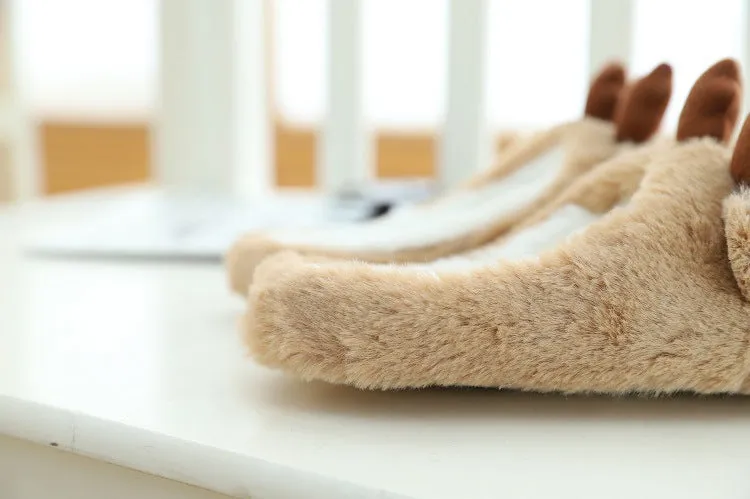 Animal Slippers Cute Elk Plush Indoor Home Female Slippers Cartoon Home Cotton Slippers Moose UGG Style