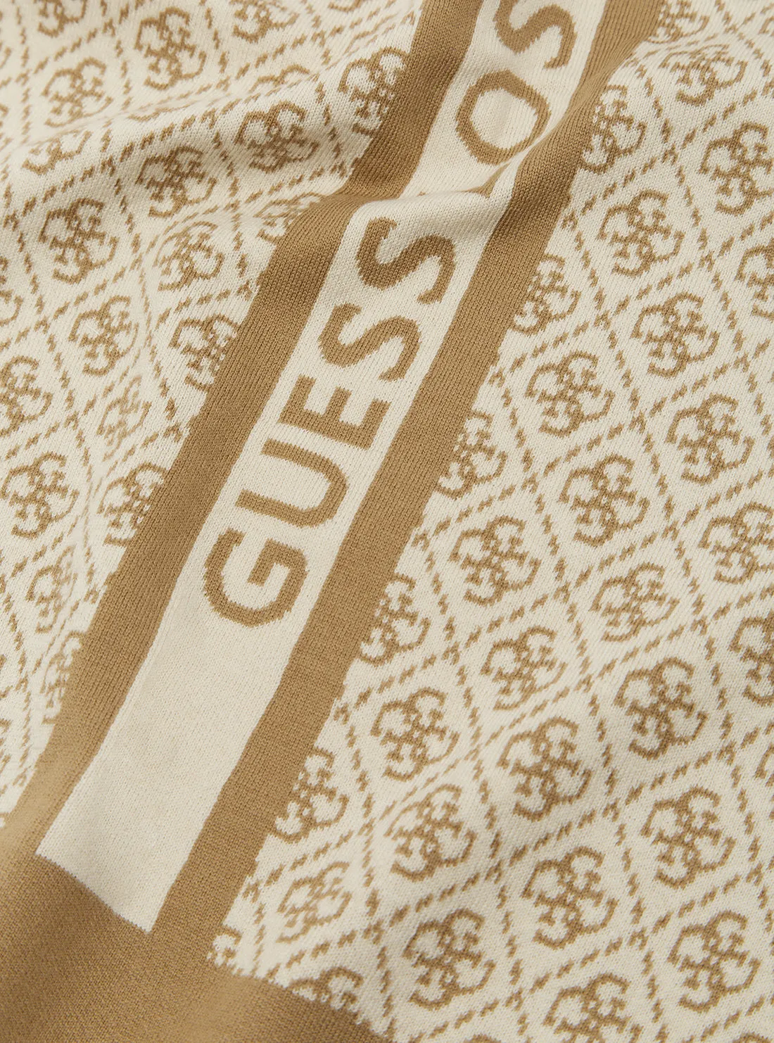 Beige Logo Knit Scarf
