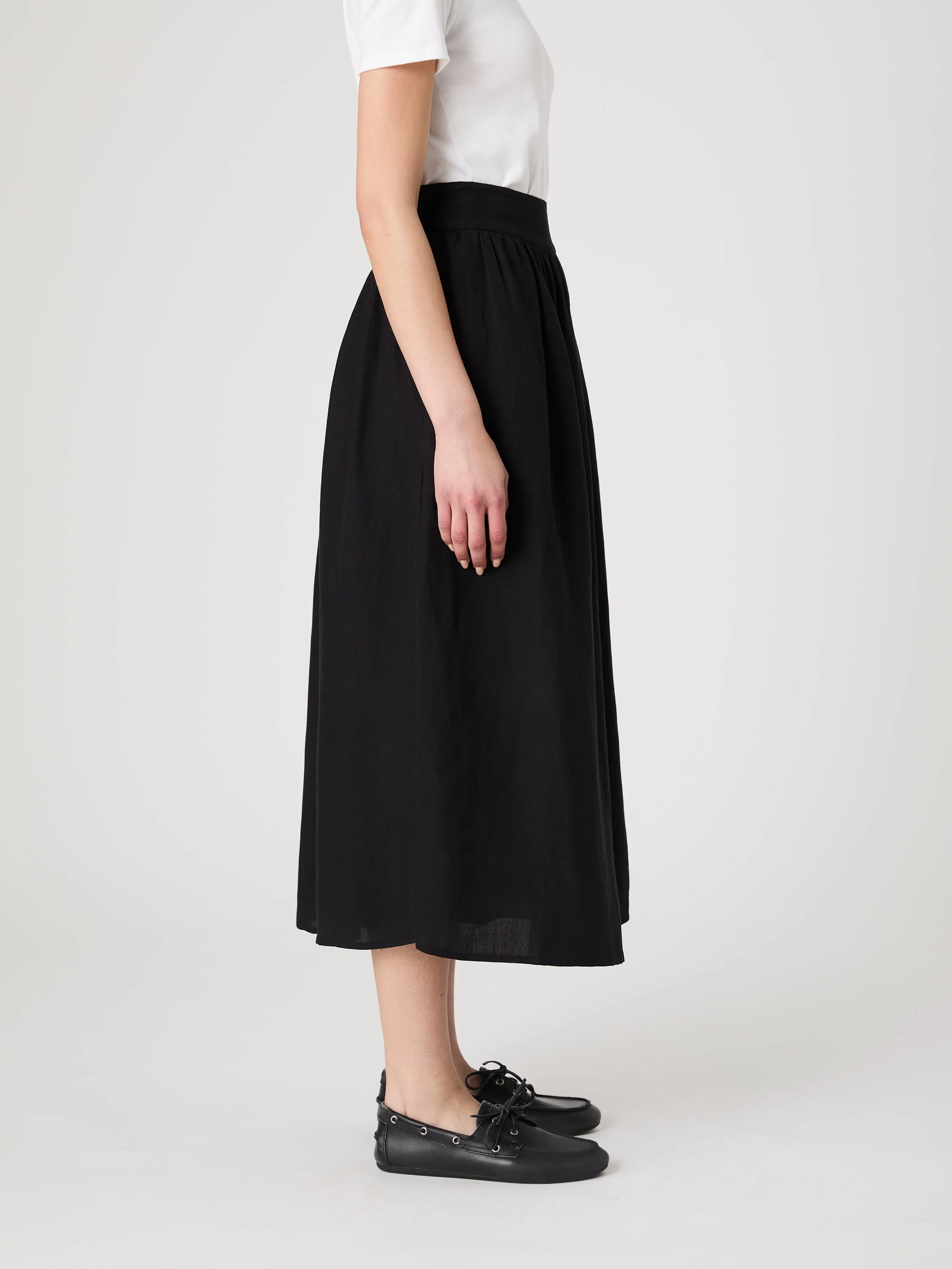 Birdie Linen Midi Skirt
