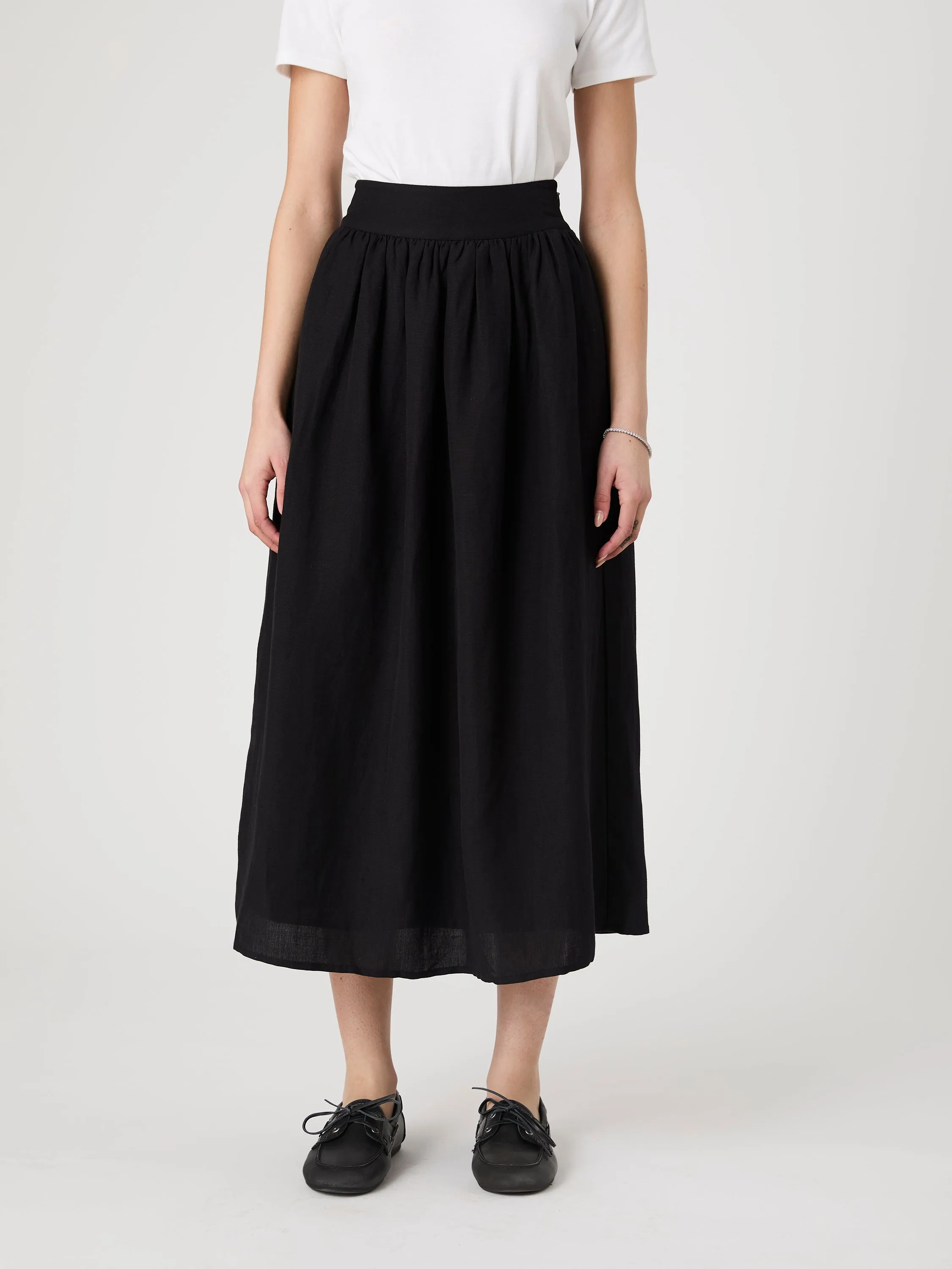 Birdie Linen Midi Skirt