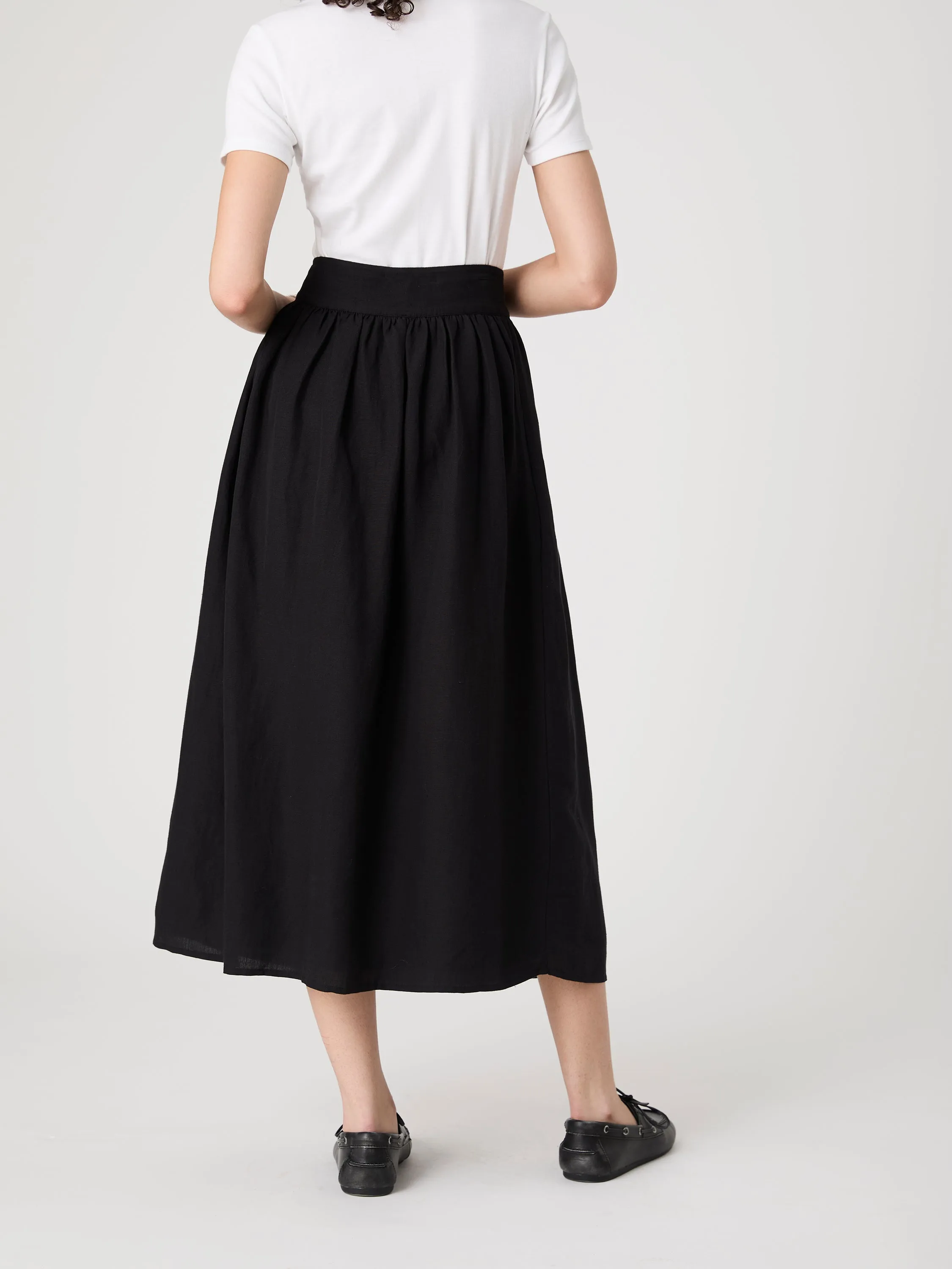 Birdie Linen Midi Skirt