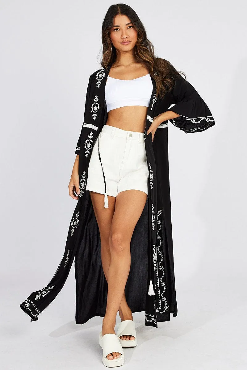 Black Kimono Half Sleeve