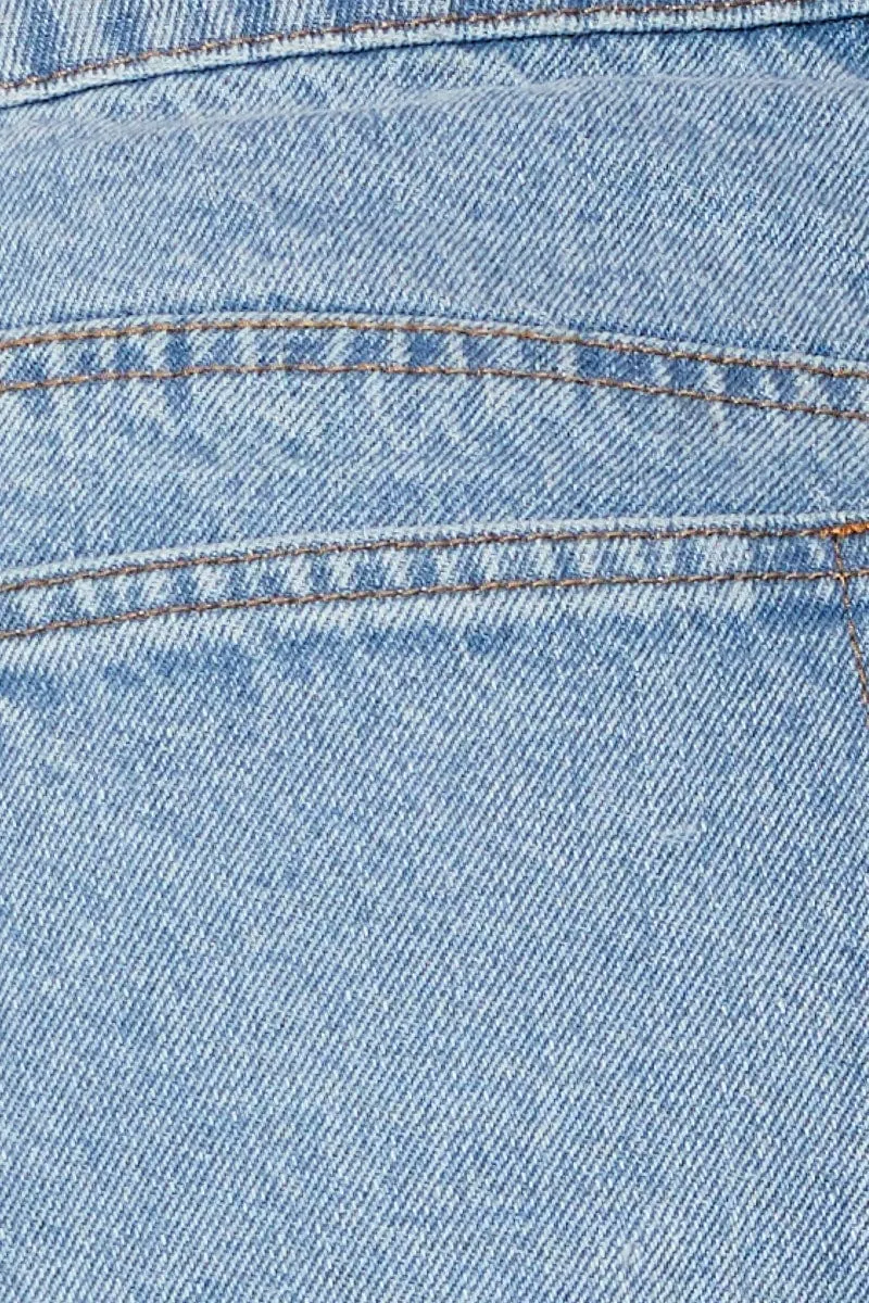 Blue High Rise Denim Shorts Relaxed