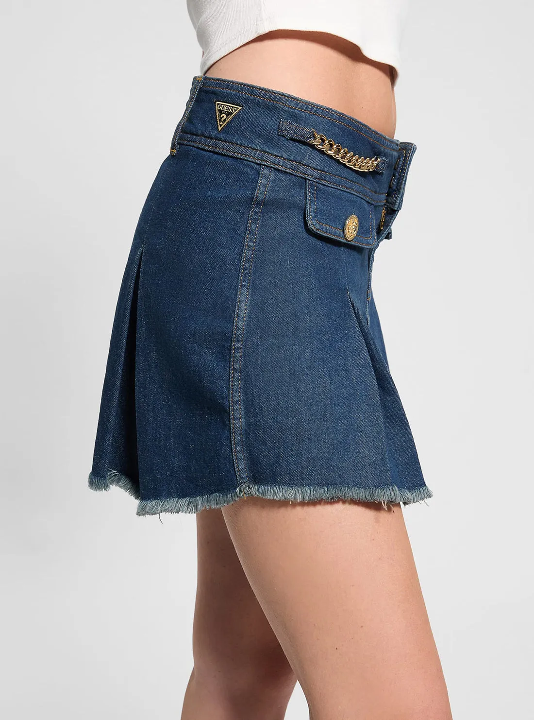 Blue Lily Chain Mini Skirt