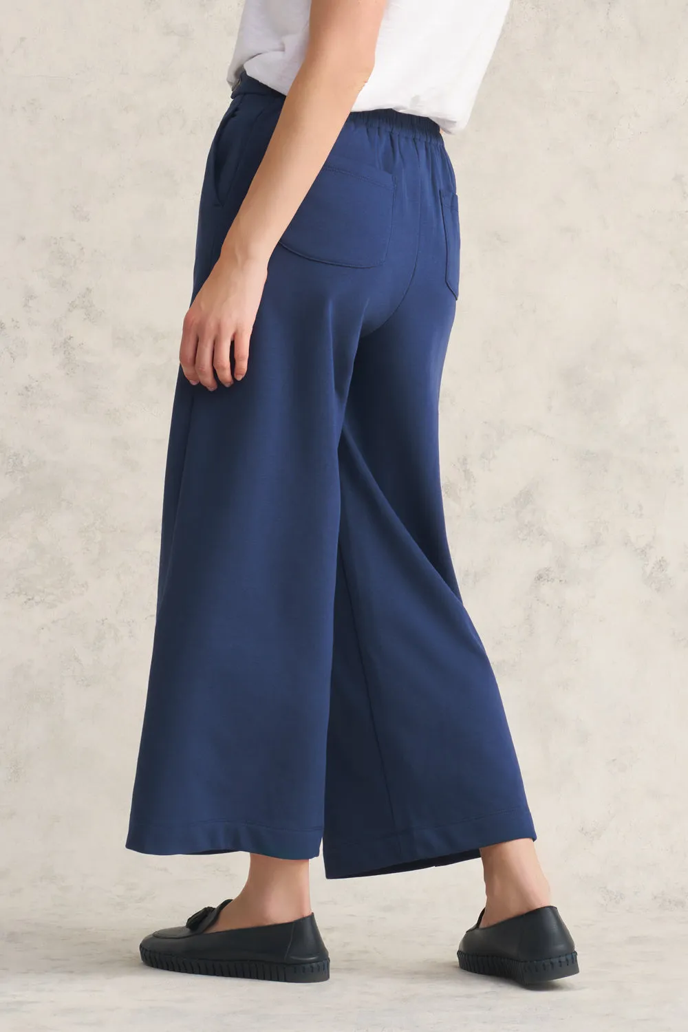 Cotton Culotte Track Pant - Deep Cobalt