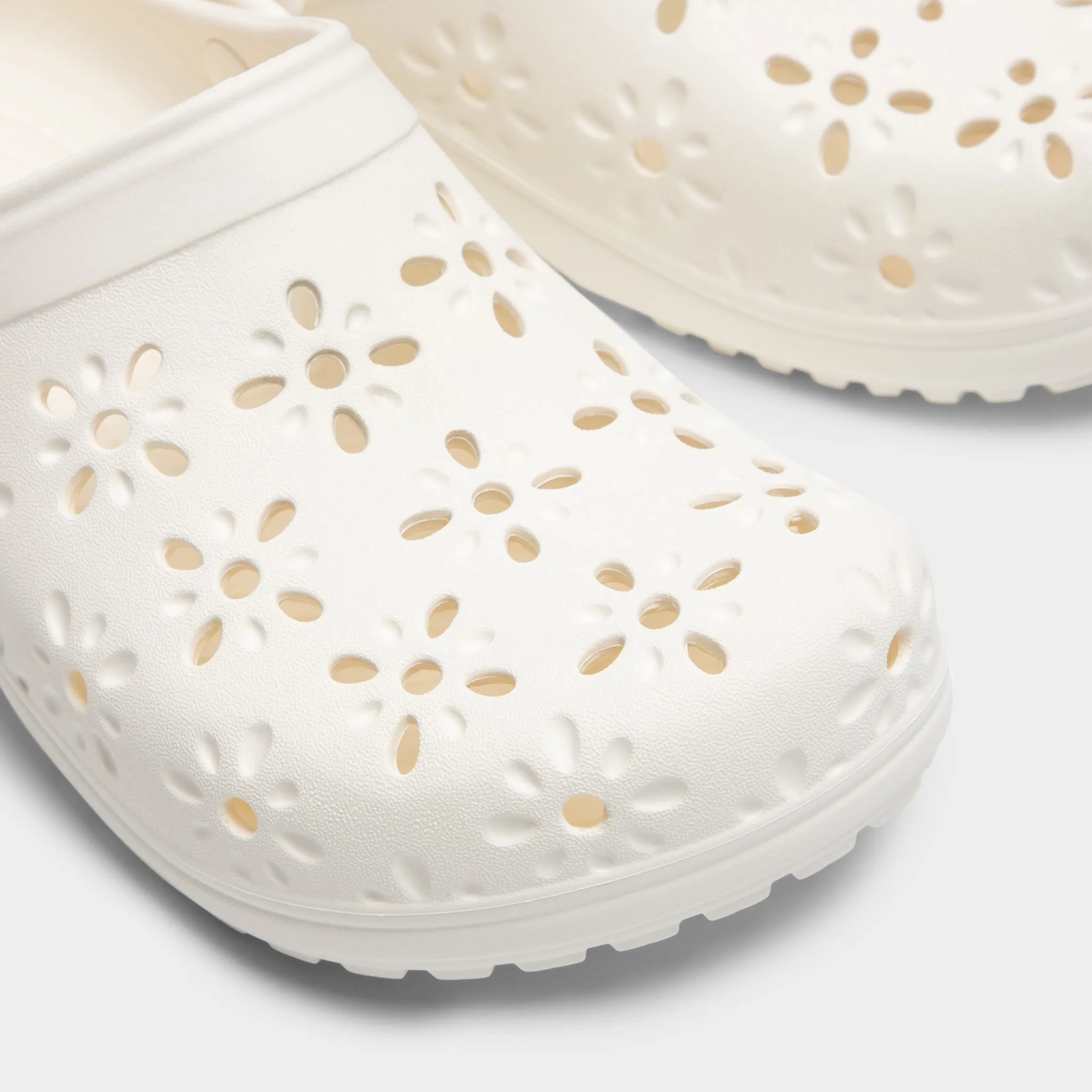 Crocs Women's Classic Floral Cut Out Clog / Chalk
