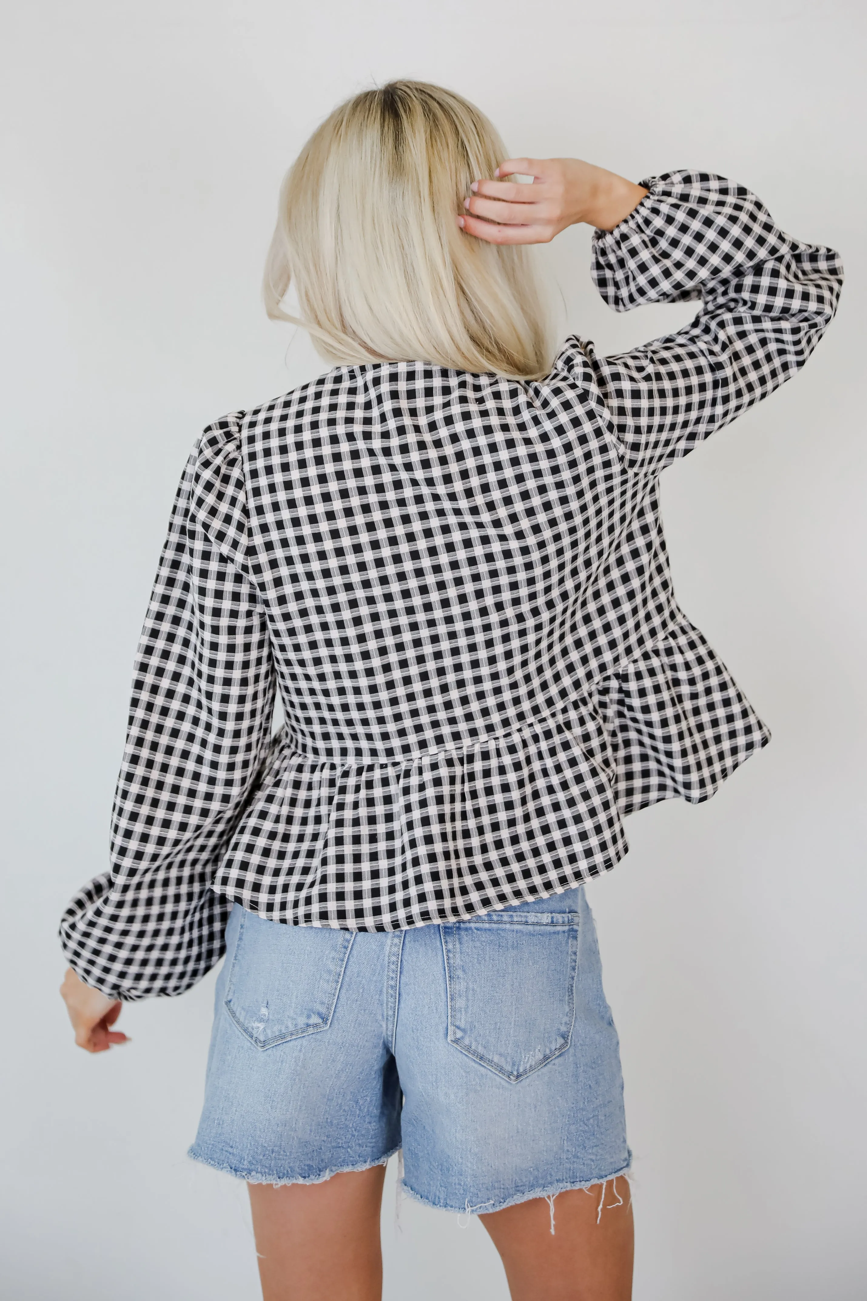 Cutest Intentions Black Gingham Bow Blouse