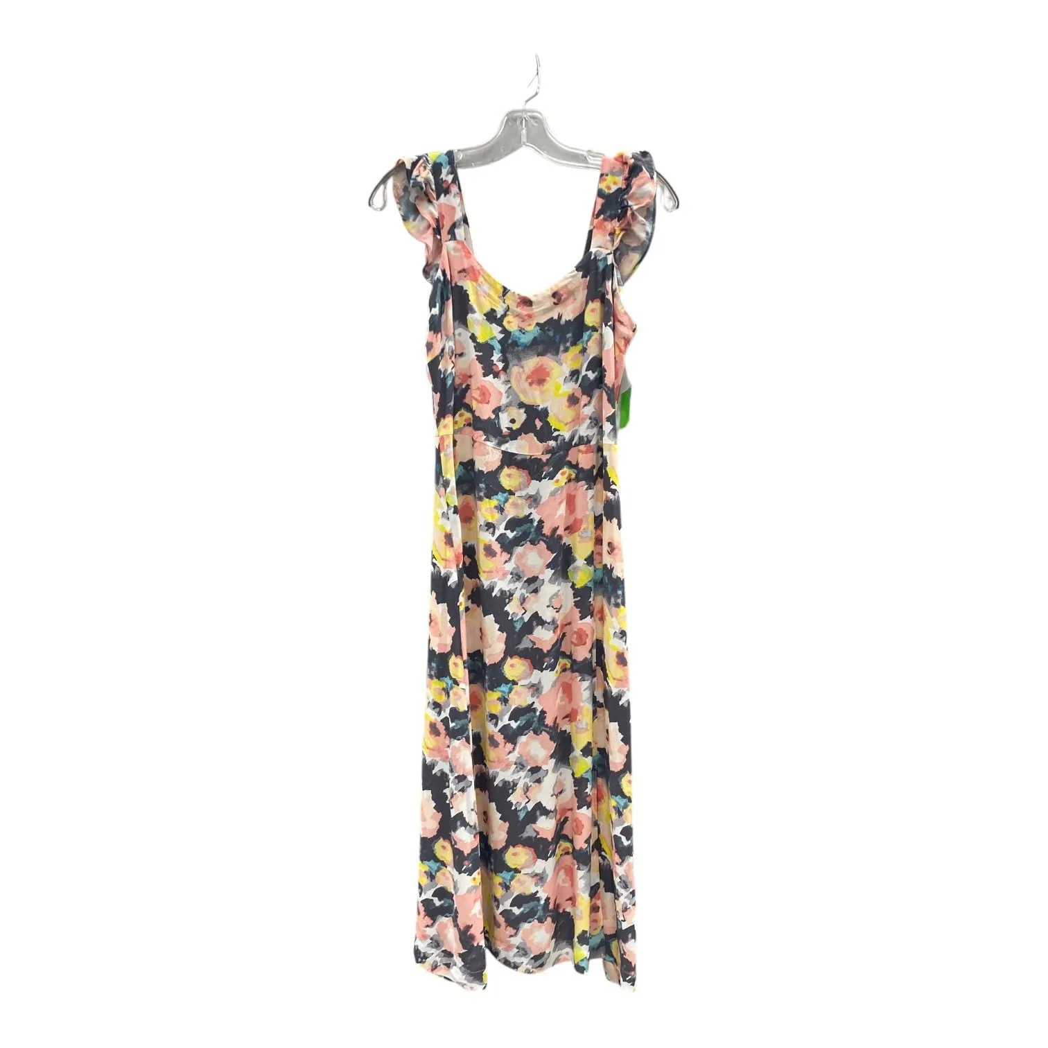 Dress Casual Midi By Loft In Grey & Pink, Size:Xs