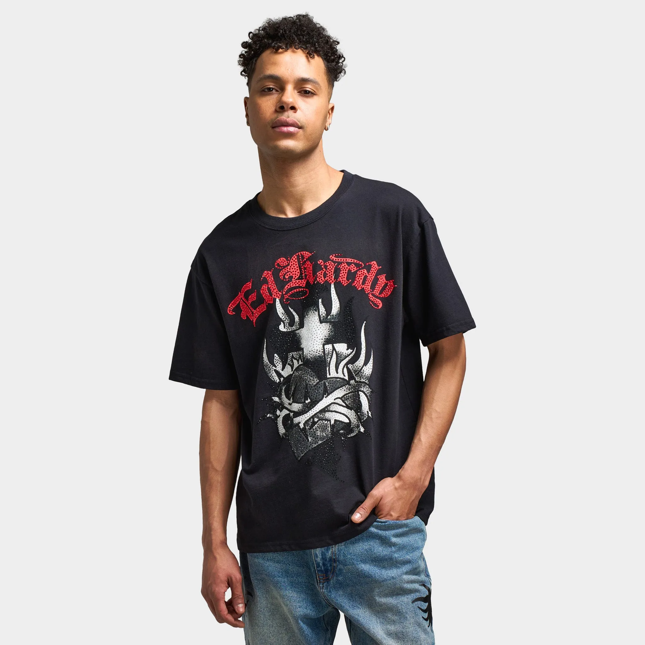ED HARDY SACRED HEART VTG TEE / BLACK
