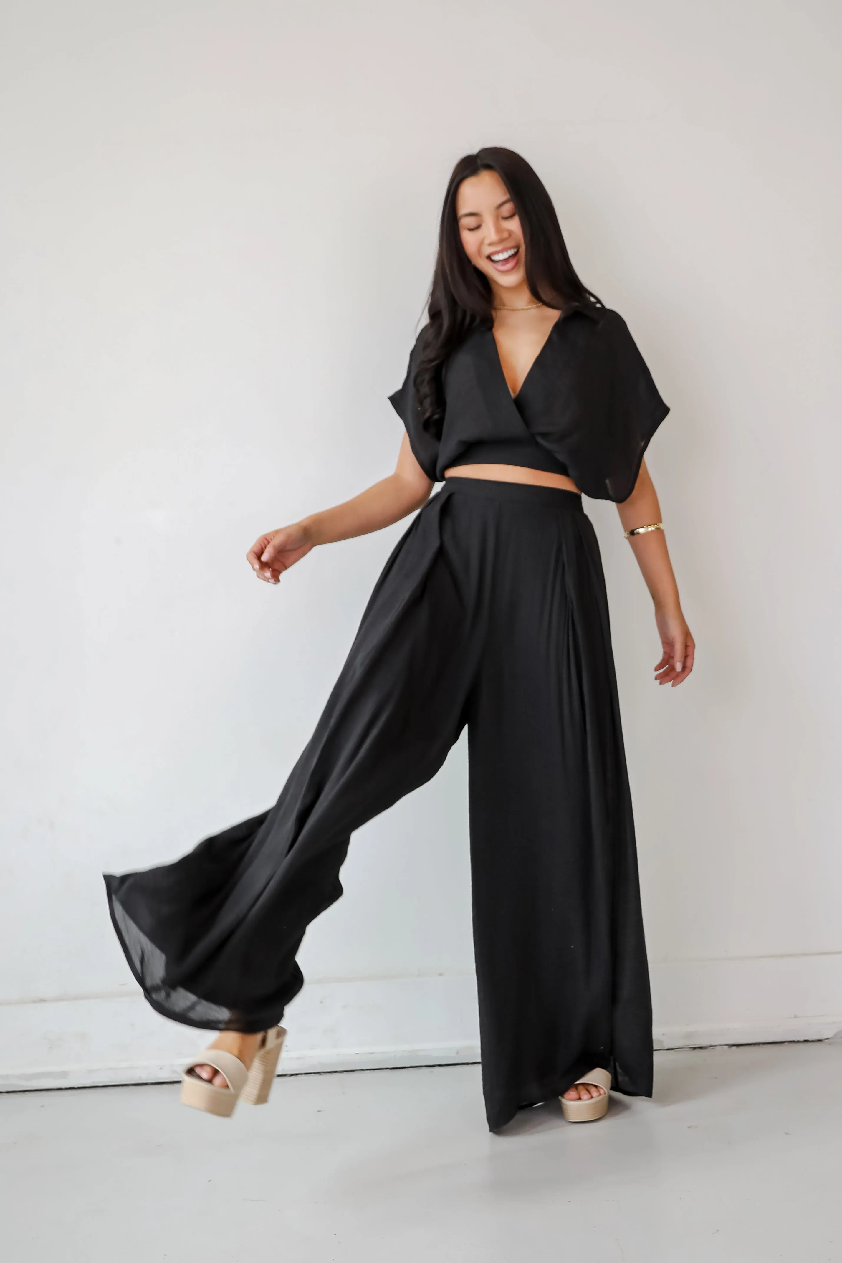 FINAL SALE - Delightful Direction Black Wide Leg Pants - DU DEAL