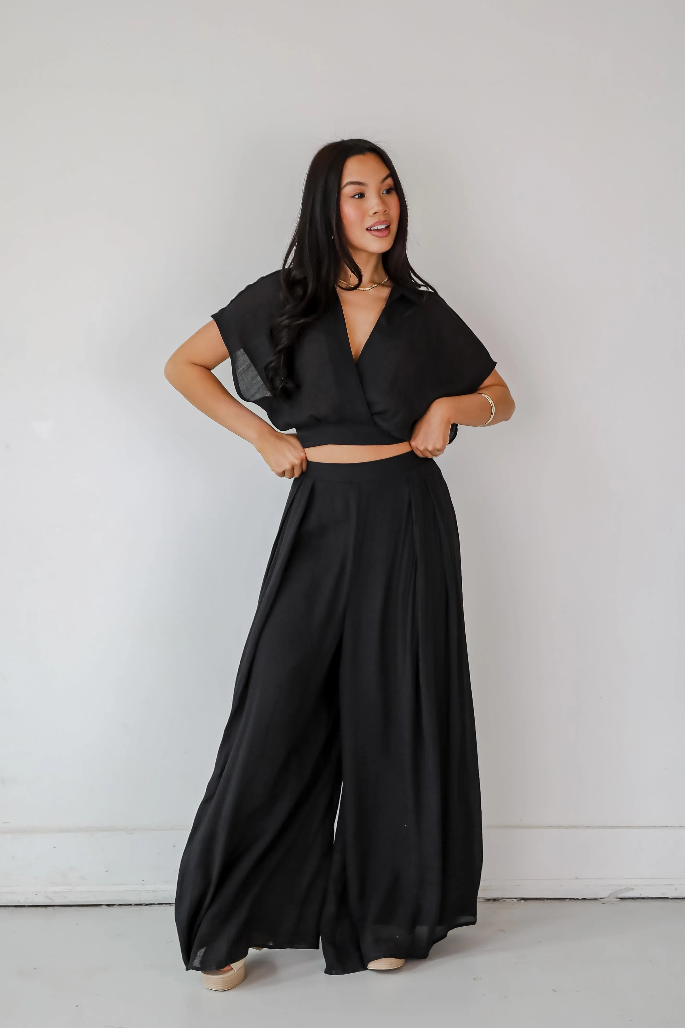 FINAL SALE - Delightful Direction Black Wide Leg Pants - DU DEAL