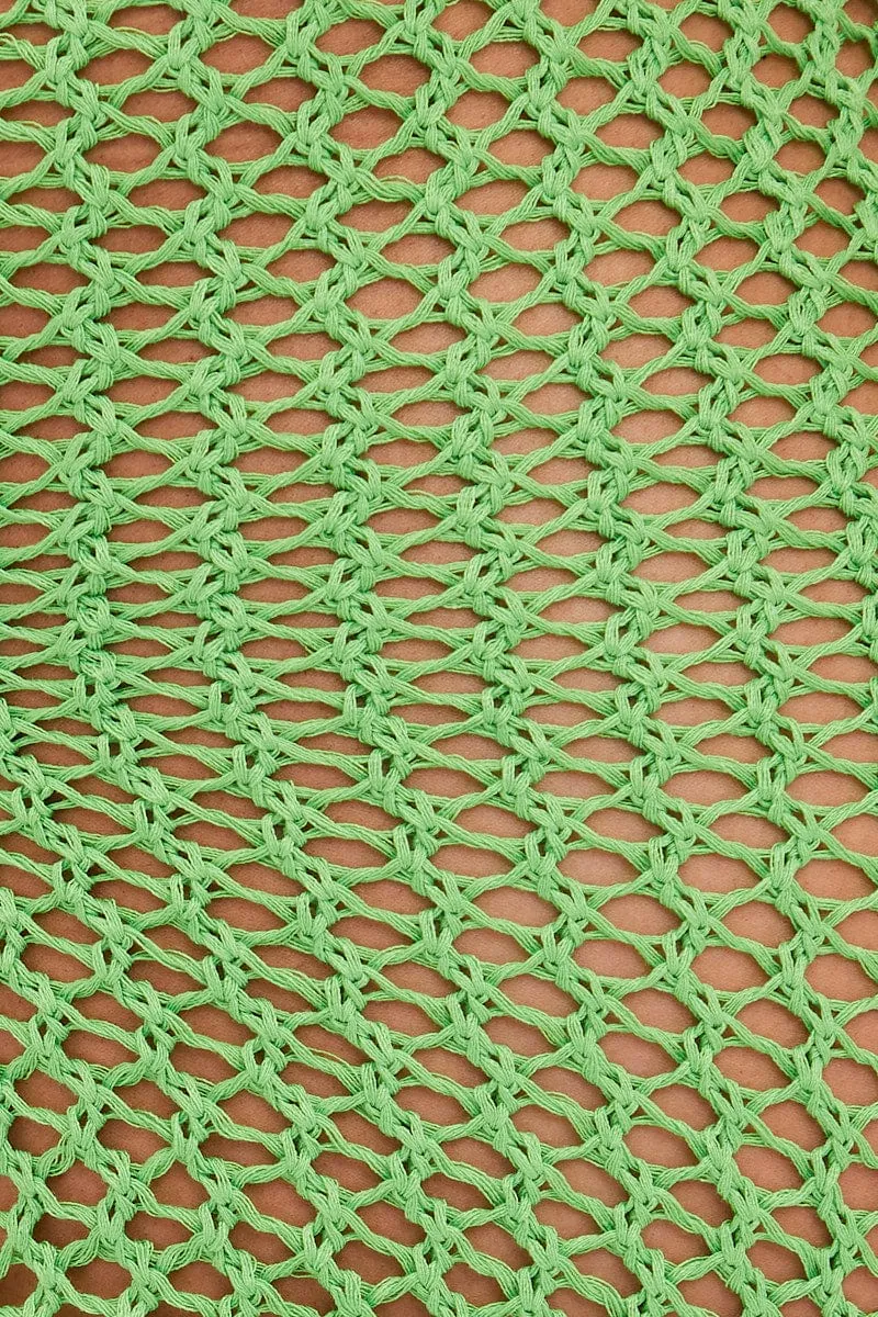 Green Floral Crochet Beach Cover Up Sarong