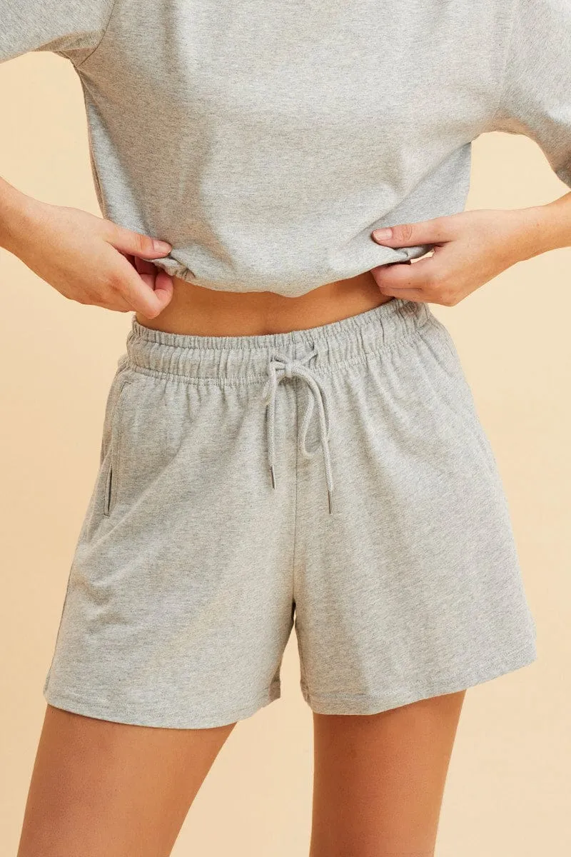 Grey Relaxed Short Pull On Cotton Jersey