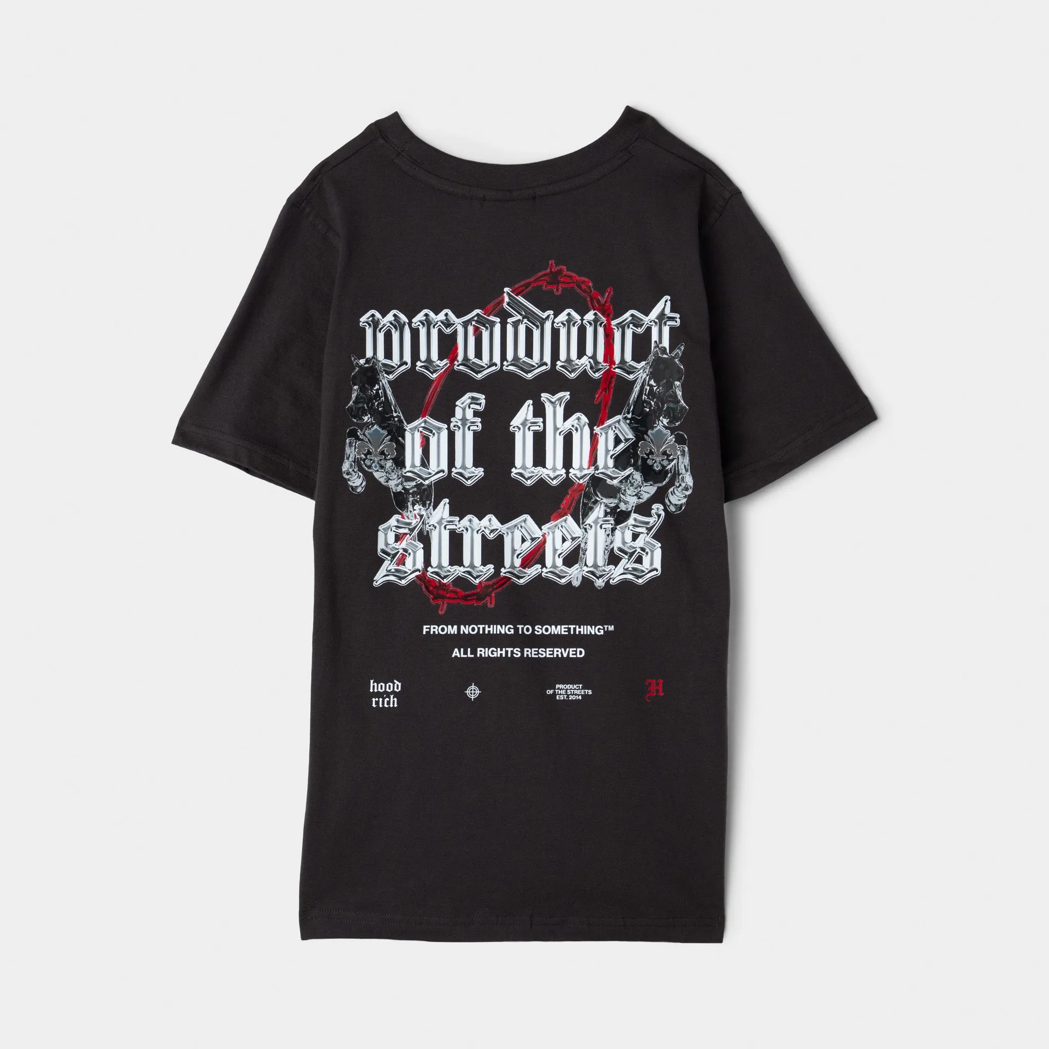 Hoodrich Juniors' Shadow Graphic Tee Asphalt / White - Lychee