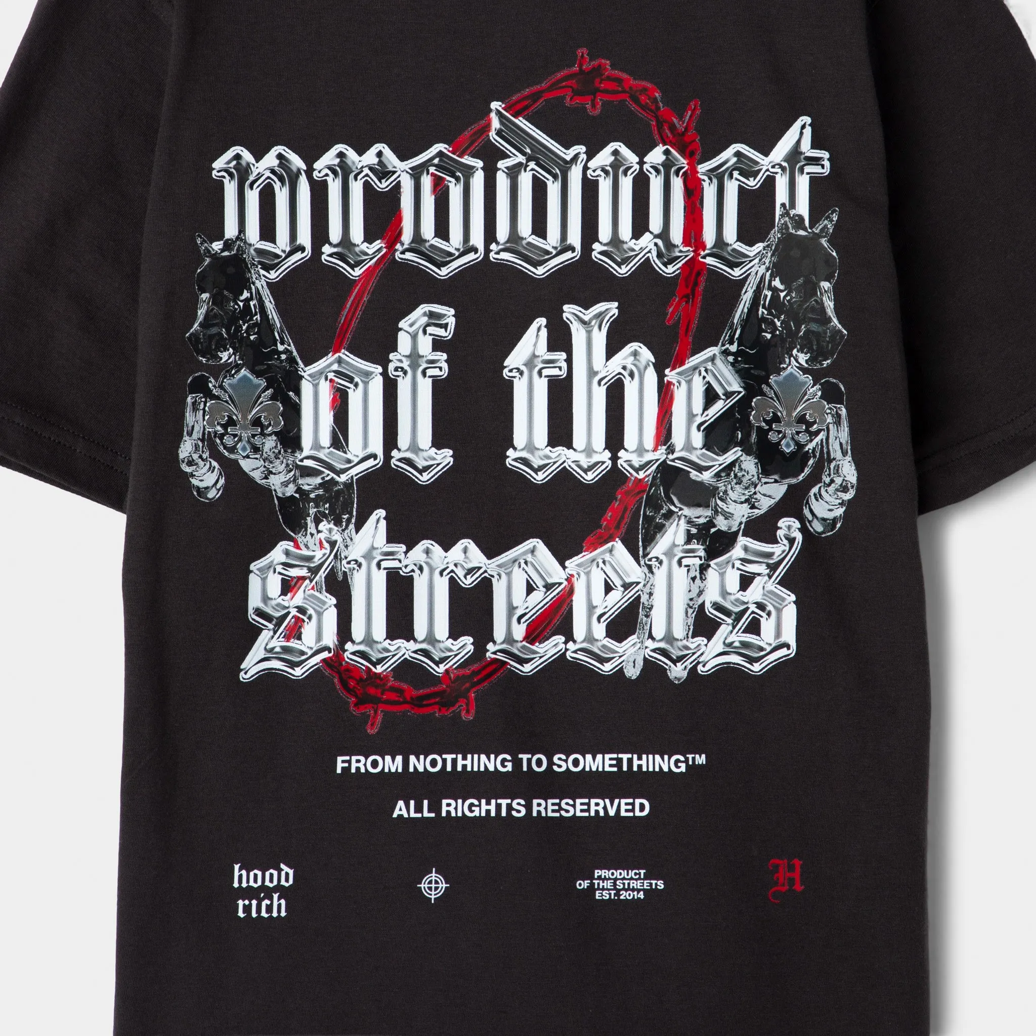 Hoodrich Juniors' Shadow Graphic Tee Asphalt / White - Lychee