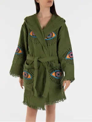 Kaia Handmade Hooded Cotton Kimono | Sage Green