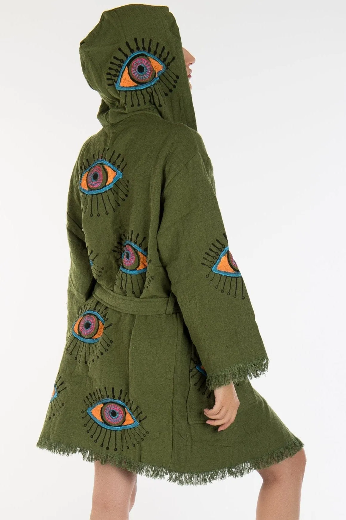 Kaia Handmade Hooded Cotton Kimono | Sage Green