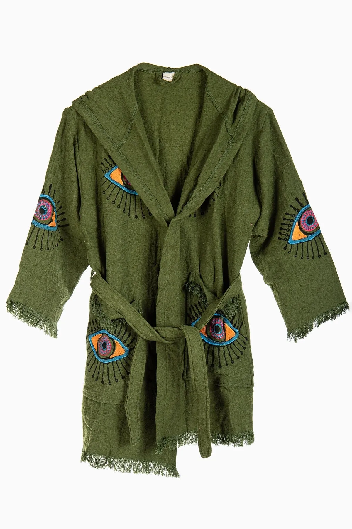 Kaia Handmade Hooded Cotton Kimono | Sage Green