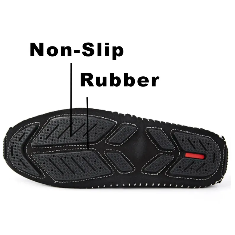 Loafers Mens Leather Handmade Hole Casual Shoes Black Loafers