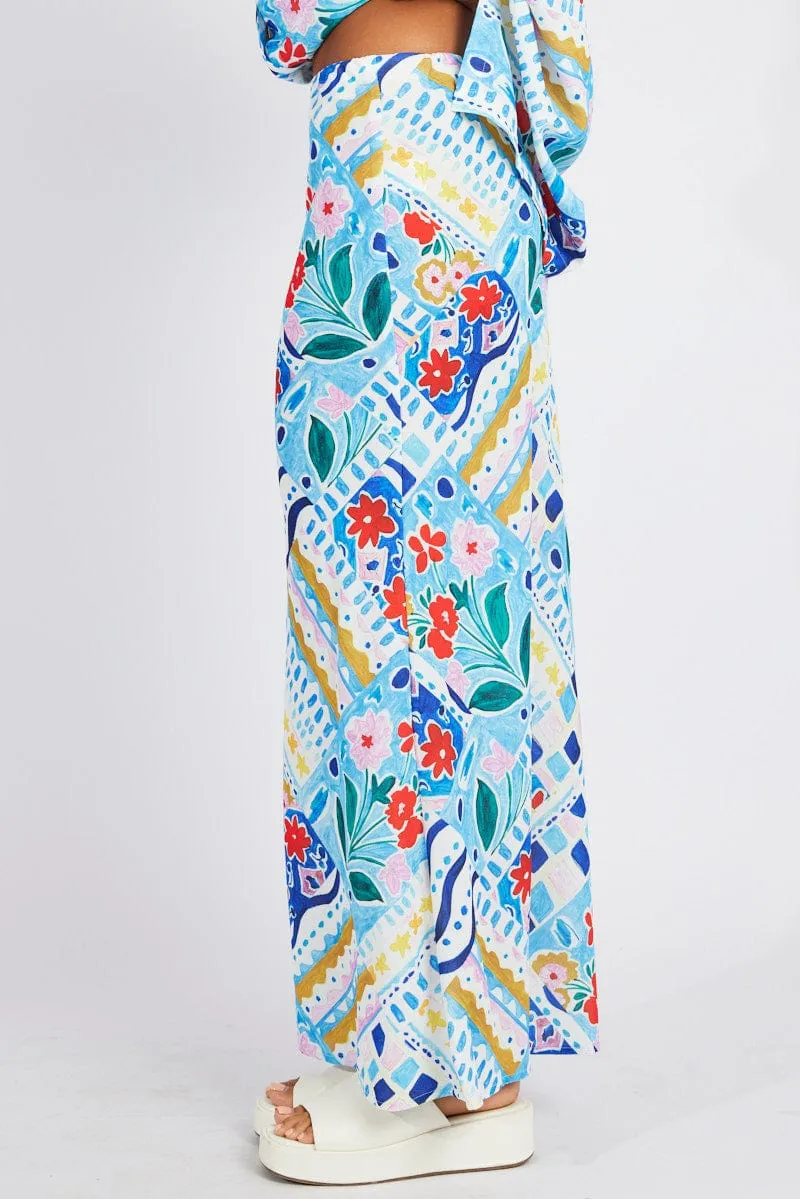 Multi Abstract Maxi Bias Skirt