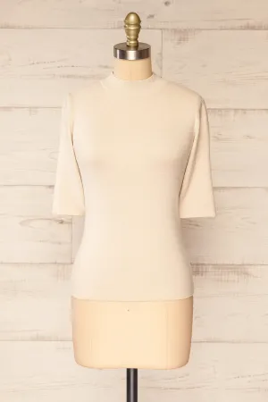 Palermo Ivory | Short Sleeve Mock Neck Top