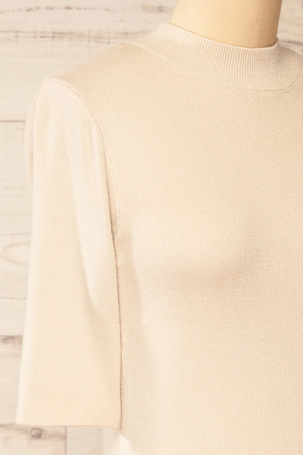 Palermo Ivory | Short Sleeve Mock Neck Top