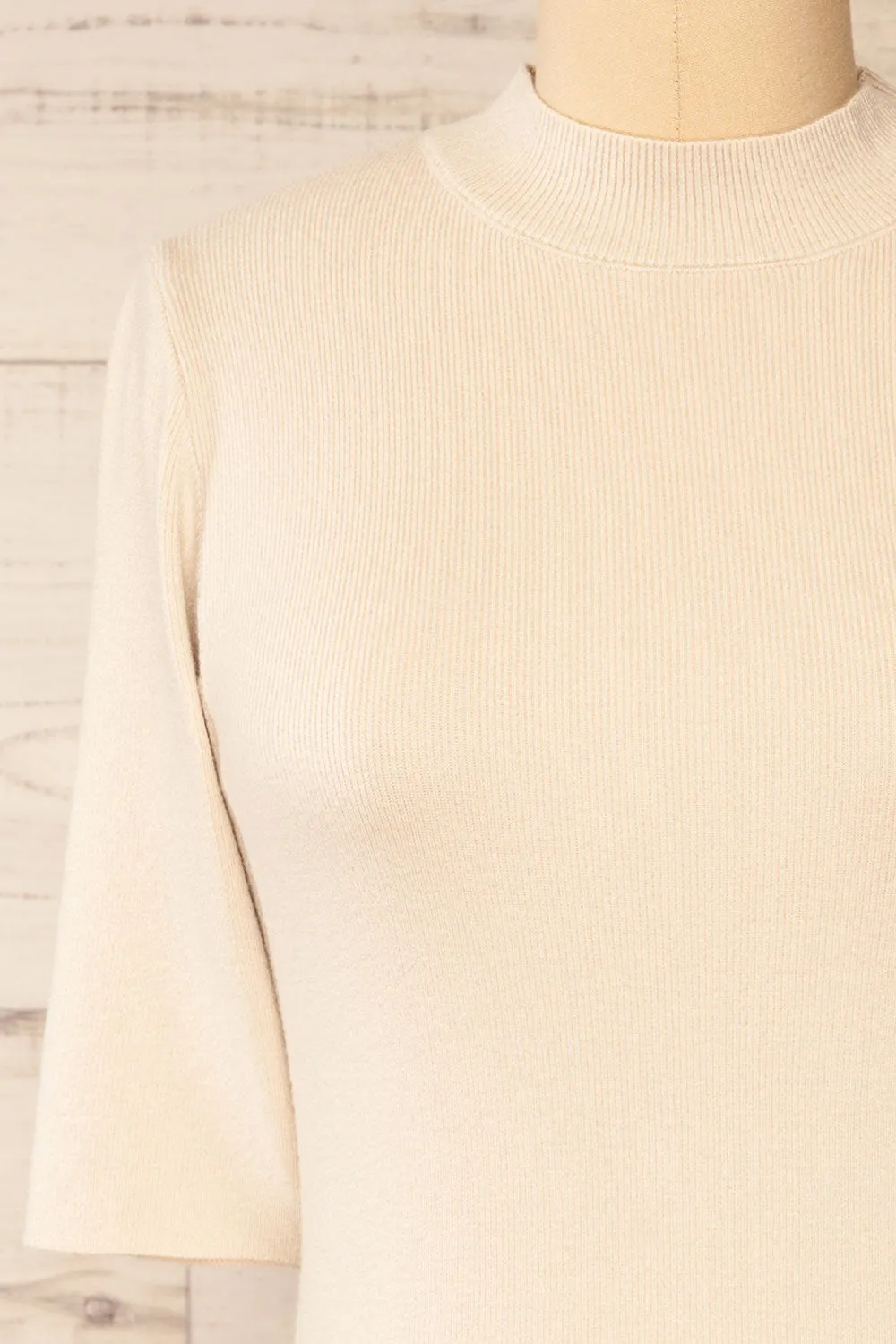 Palermo Ivory | Short Sleeve Mock Neck Top