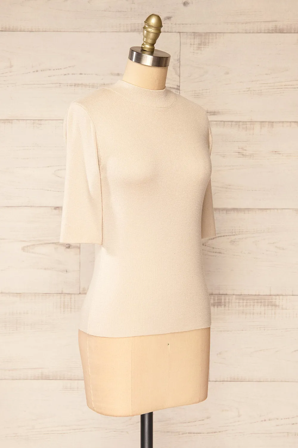 Palermo Ivory | Short Sleeve Mock Neck Top