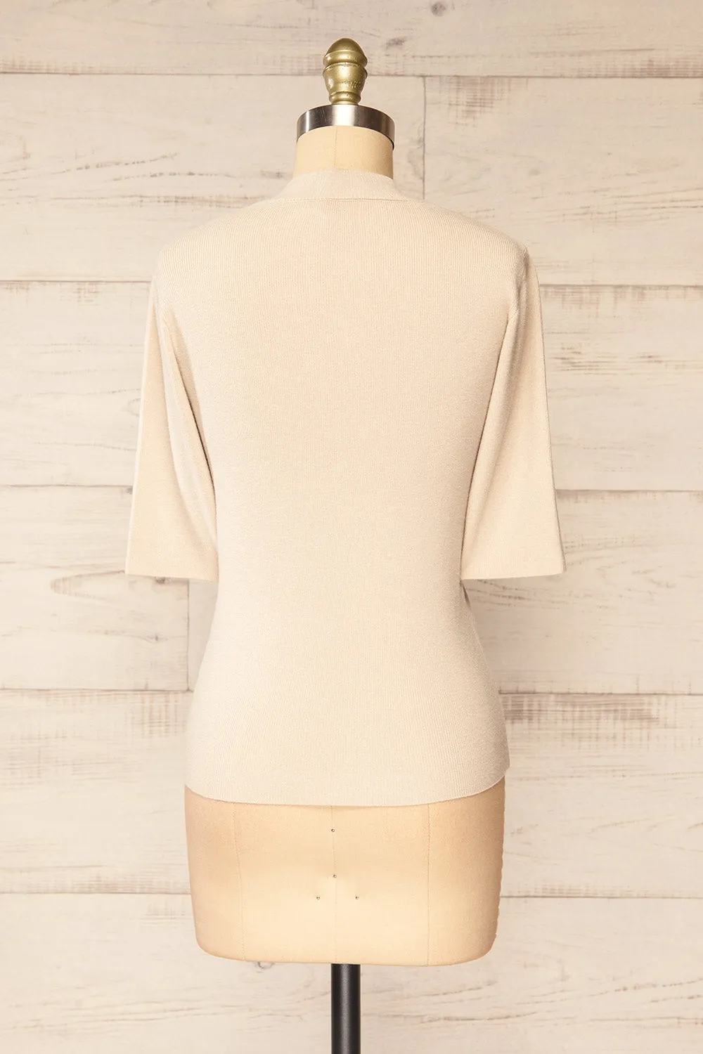 Palermo Ivory | Short Sleeve Mock Neck Top