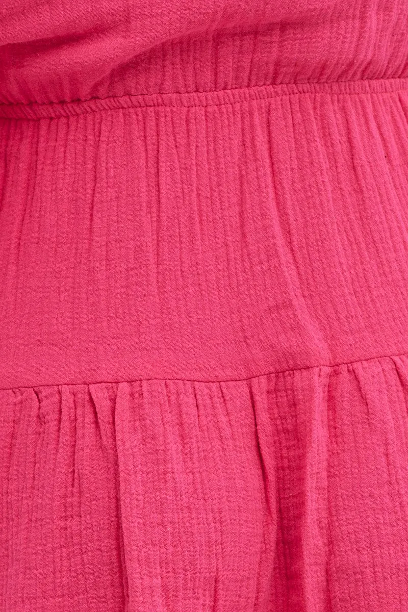 Pink Skater Dress Long Sleeve Mini