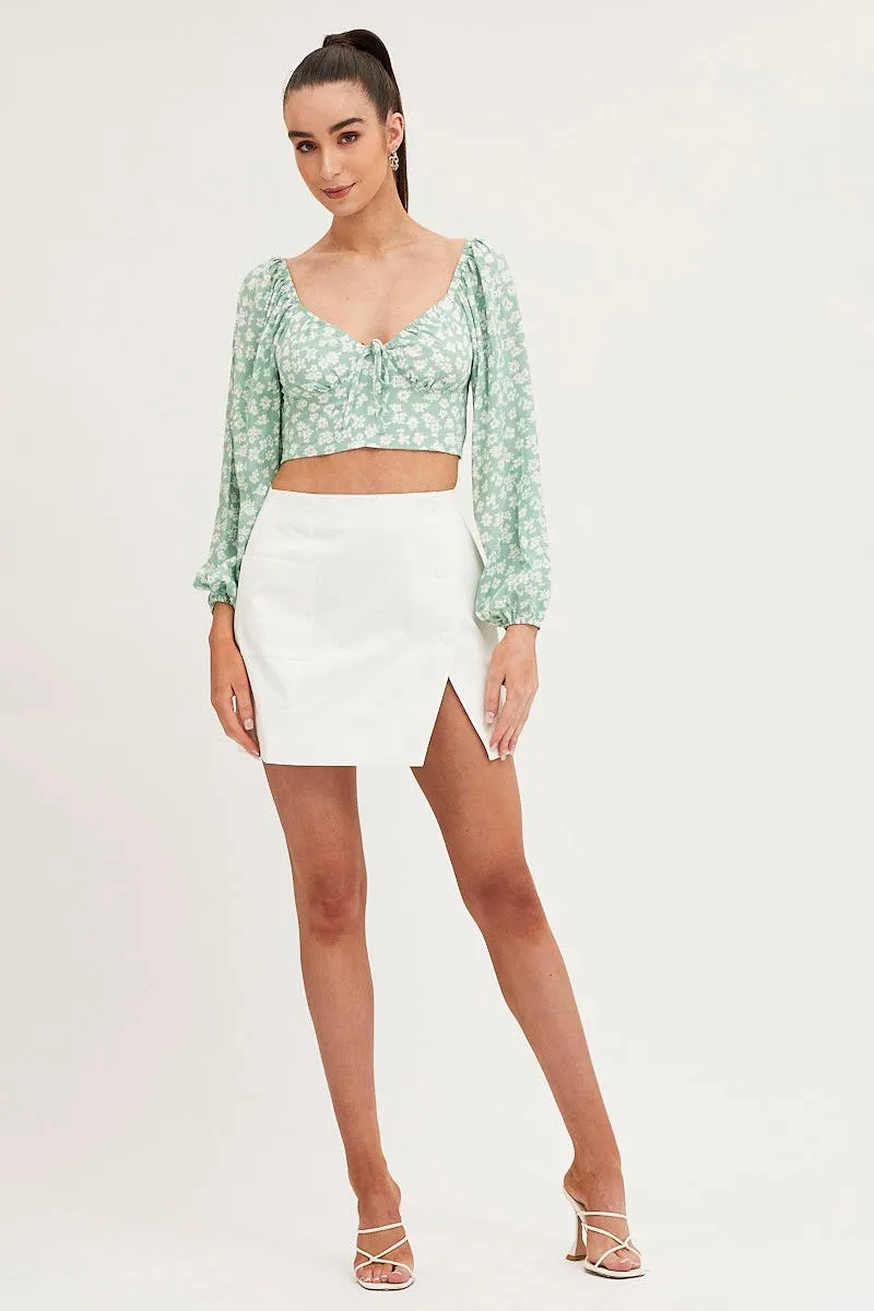 Print Off Shoulder Cropped Top
