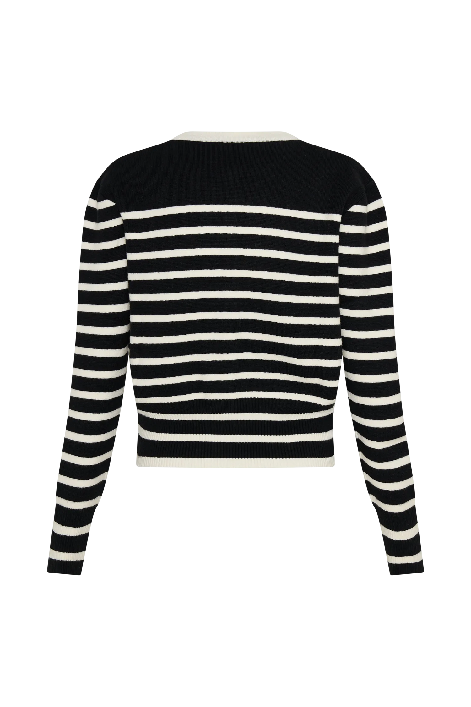 Talia Stripe Knit Cardigan - Black/White