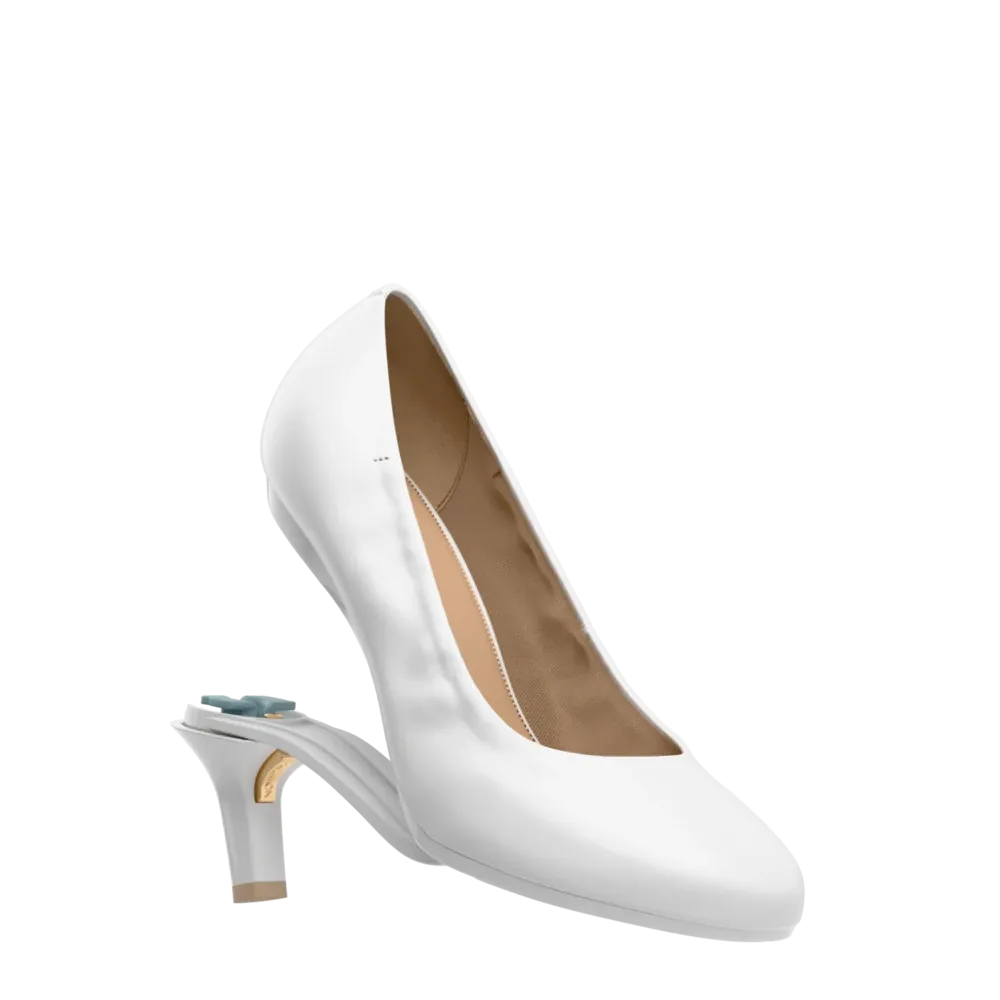 The Ballet Pump - White Leather 3 Stiletto