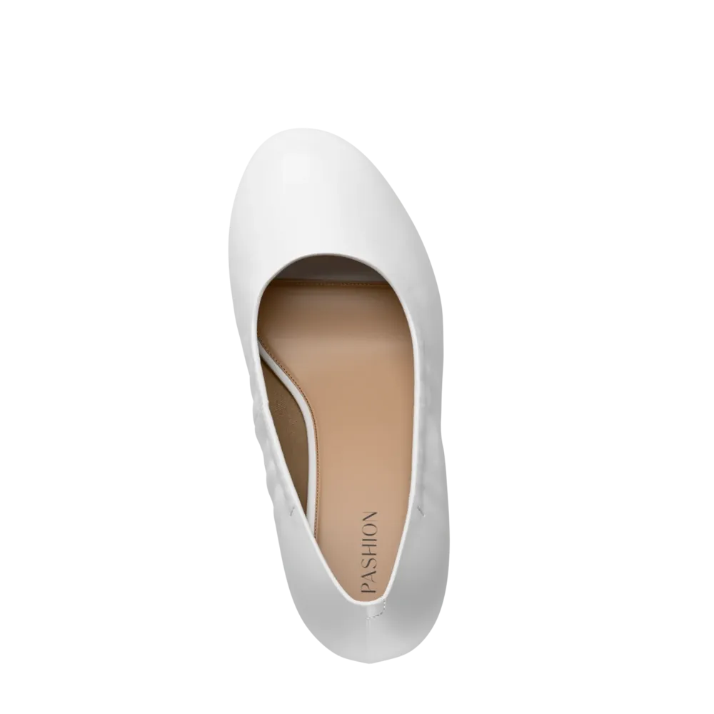 The Ballet Pump - White Leather 3 Stiletto