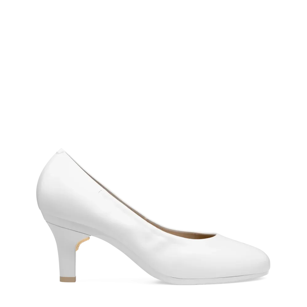 The Ballet Pump - White Leather 3 Stiletto