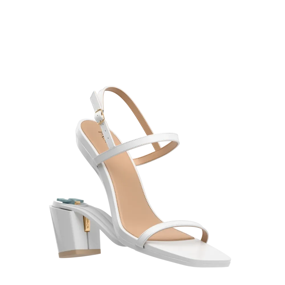 The Miranda - White Leather 3 Block