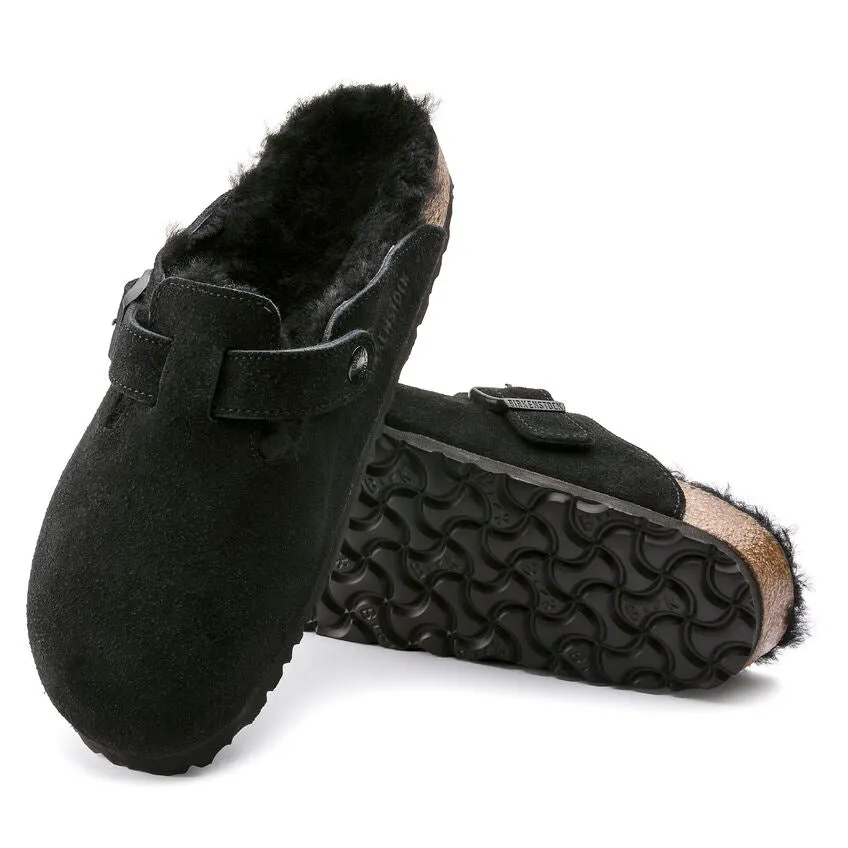 Unisex Boston Shearling Suede Leather Black Medium/Narrow