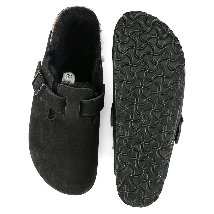 Unisex Boston Shearling Suede Leather Black Medium/Narrow