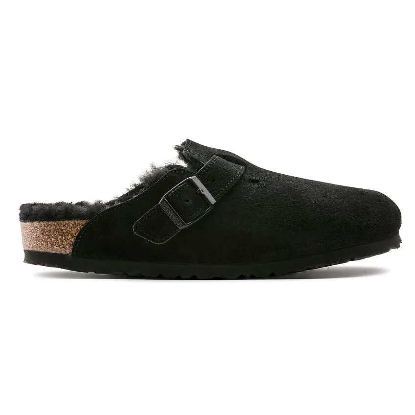 Unisex Boston Shearling Suede Leather Black Medium/Narrow