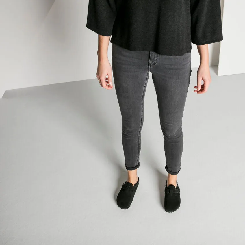 Unisex Boston Shearling Suede Leather Black Medium/Narrow