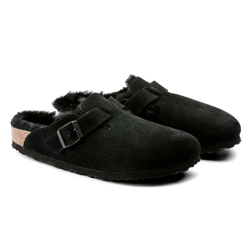 Unisex Boston Shearling Suede Leather Black Medium/Narrow