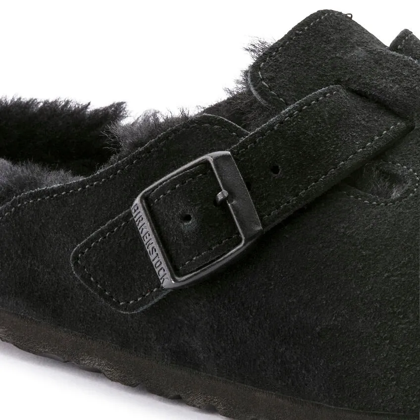 Unisex Boston Shearling Suede Leather Black Medium/Narrow