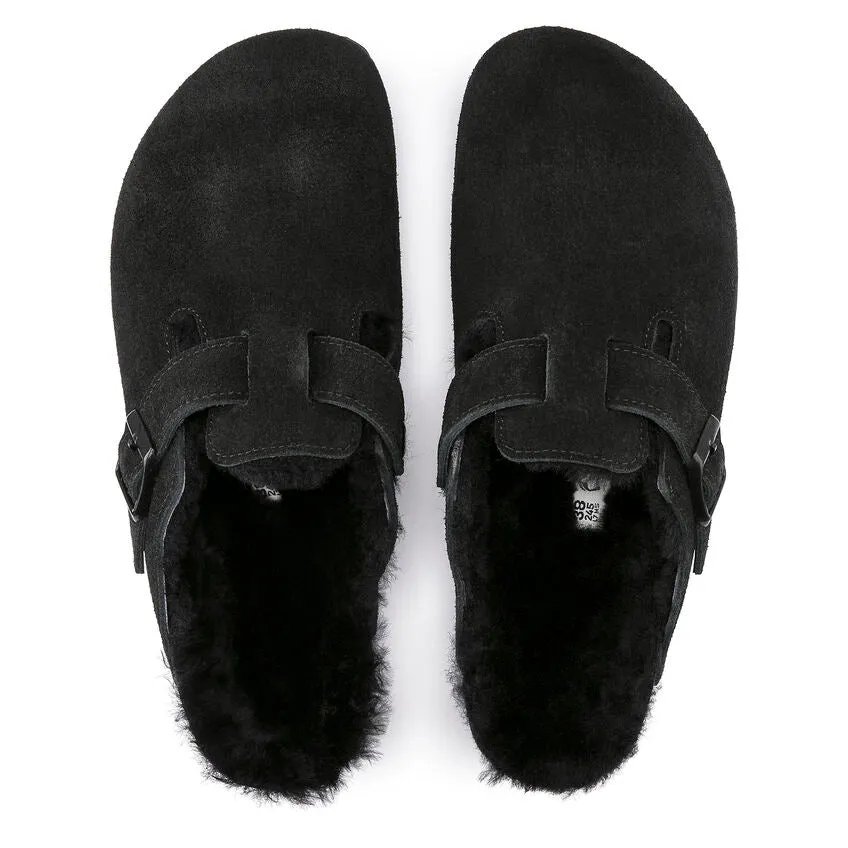 Unisex Boston Shearling Suede Leather Black Regular/Wide
