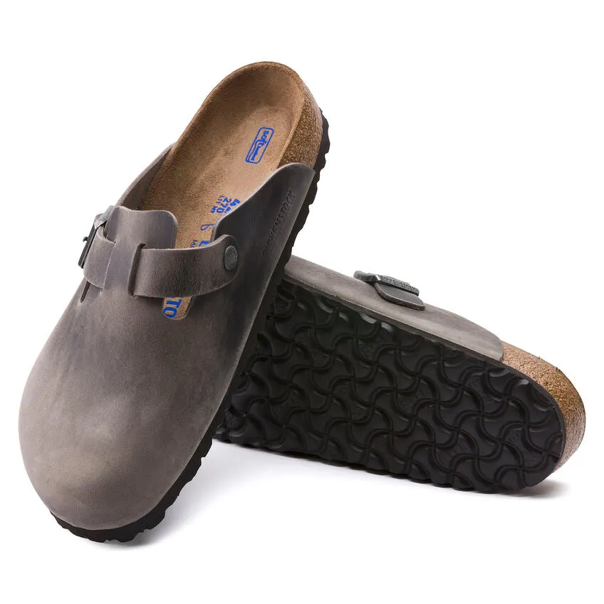 Unisex Boston Soft Footbed Oiled Leather  Iron Regular/Wide