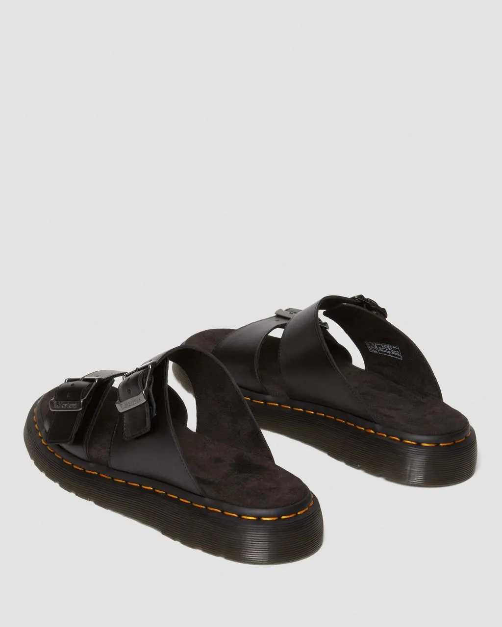 Unisex Josef Analine Leather Buckle Slide Sandals Black Analine