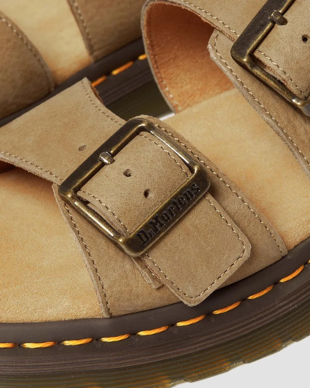 Unisex Josef Nubuck Leather Buckle Slide Sandals Savannah Tan Tumbled Nubuck