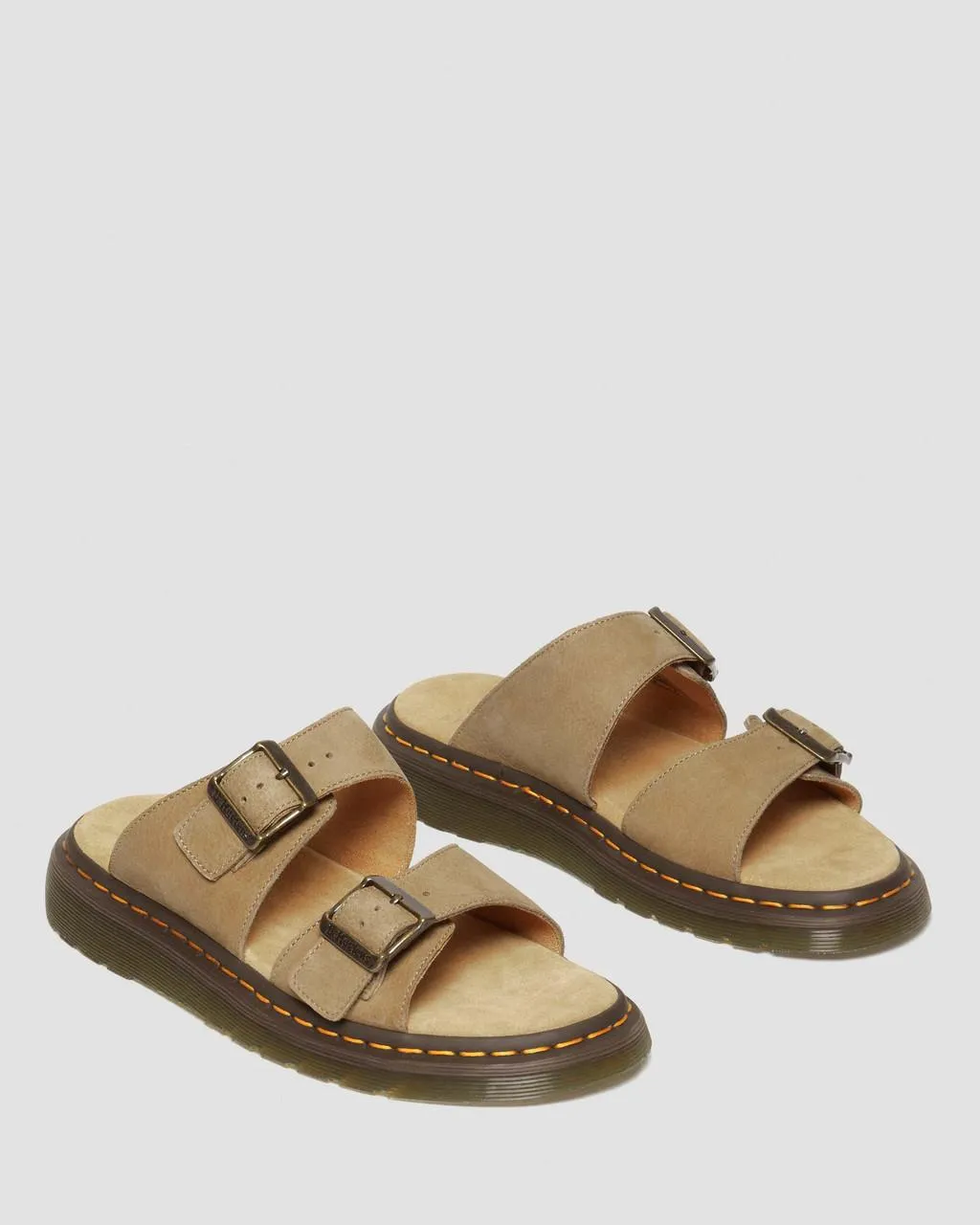 Unisex Josef Nubuck Leather Buckle Slide Sandals Savannah Tan Tumbled Nubuck