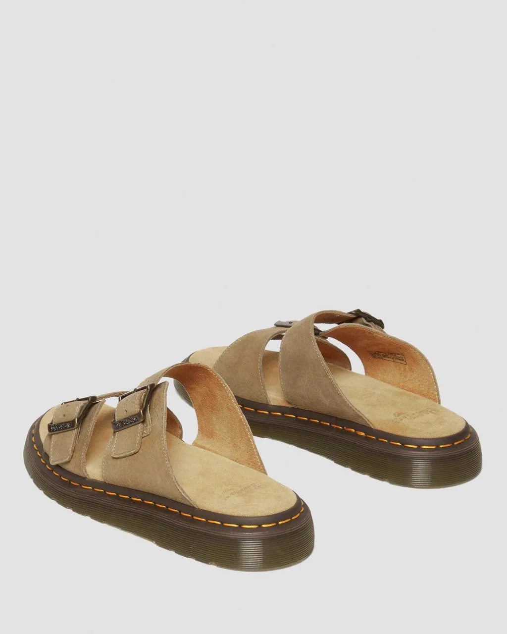 Unisex Josef Nubuck Leather Buckle Slide Sandals Savannah Tan Tumbled Nubuck