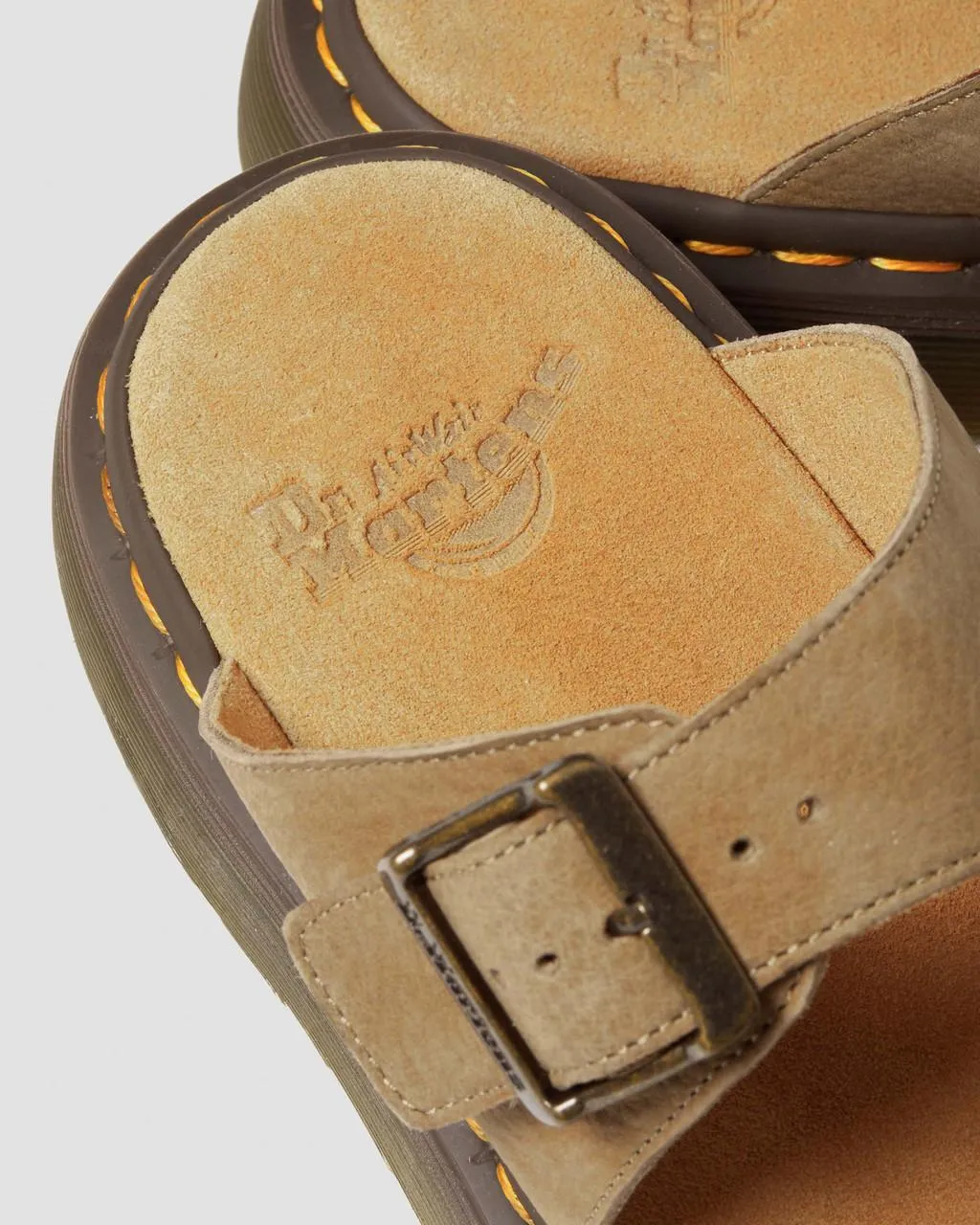 Unisex Josef Nubuck Leather Buckle Slide Sandals Savannah Tan Tumbled Nubuck